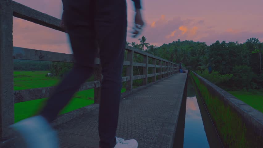 A walk on an Aquaduct, Kerala, India