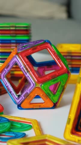 Polyhedron figure from magnetic constructor, vertical shooting.