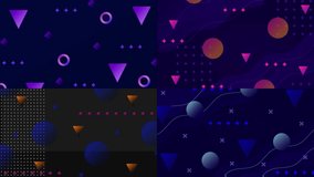 Abstract memphis, geometry background animation. Looping video animation
