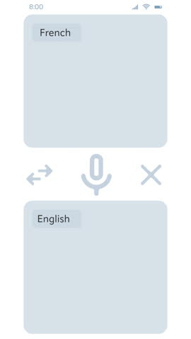 Mockup Concept: Mobile App Interface for Real-time Translation, example French and English. Practical Bilingual Communication About Weather, Showcasing the App's Intuitive Design and Efficiency.