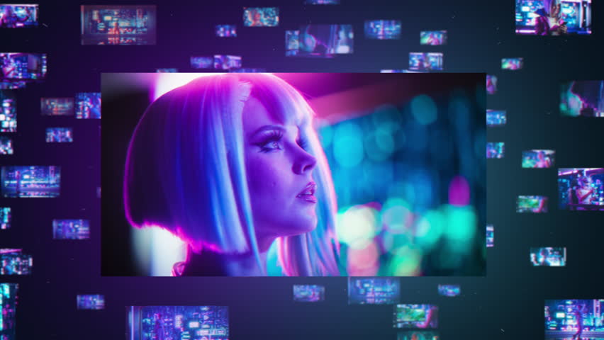 Concept of AI Chatbot Interface Generate a Detailed 3D Model of a Stylish Neon Lit Cyberpunk Girl, Advanced Design for Product Visualization. Text to Picture Ecommerce, Creative Digital Fashion