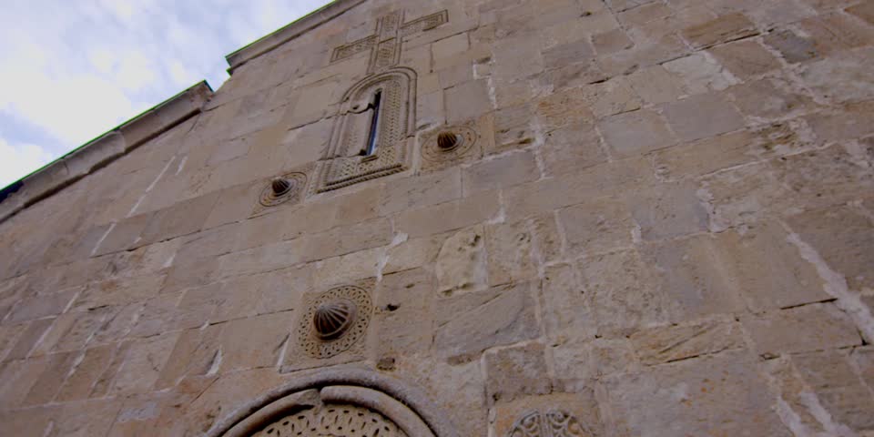 Stone wall church with big cross, stone wall, big cross, religious architecture, historic stone church, place of worship, ecclesiastical cultural
