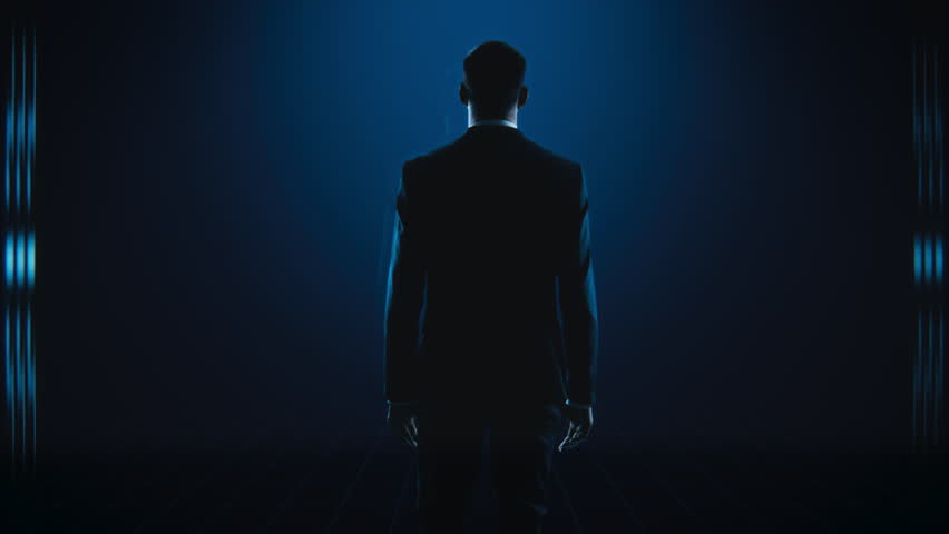 A Businessman Gazes at a Futuristic Cyber City From His Office, Immersed in a High-tech Digital Landscape. Technology, Innovation, and Future Cityscape Themes.