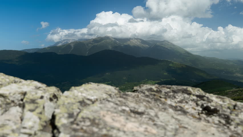 Timelapse Mountain Olympus Greece motorized slider movement Sunny Day