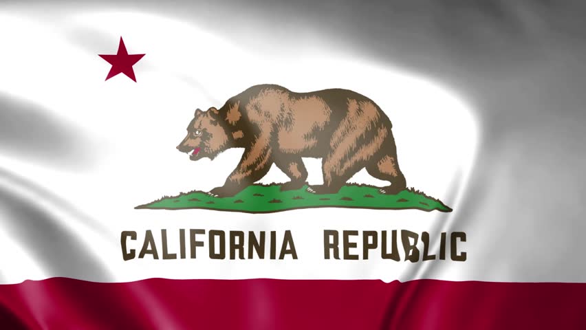 California flag in the wind. Detailed fabric texture. Seamless looped animation.
