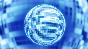 Spinning blue mirrored disco ball. Looped background. Vj Loop - Powered by Shutterstock - Get 15% off with code: PIKWIZARD15
