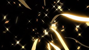 The video features golden confetti and party crackers, with shiny particles flying through the air, creating a lively and celebratory atmosphere. - Powered by Shutterstock - Get 15% off with code: PIKWIZARD15