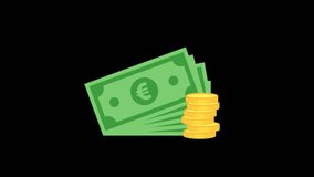 Animation of banknotes and coins with Euro currency. Alpha channel, transparent background. 4K resolution
 - Powered by Shutterstock - Get 15% off with code: PIKWIZARD15
