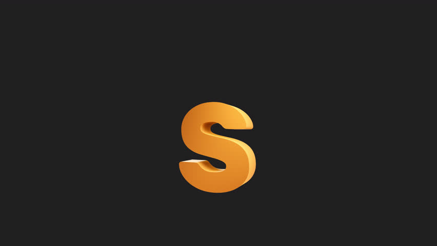 Animated 3D letter S. Alphabet letter video on transparent background with alpha channel.