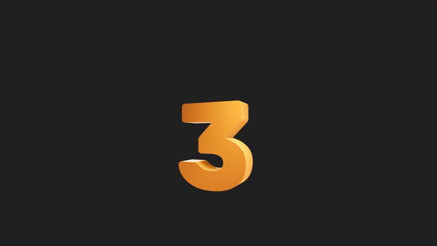 3D Animation Reveal of Number Three. Number 3 with alpha channel.	