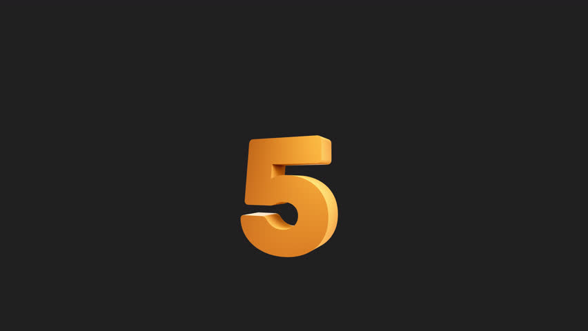 3D Animation Reveal of Number Five. Number 5 with alpha channel.	
