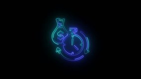 Time is money icon isolated on black background. Money is time. Effective time management. Glowing neon line dollar currency icon isolated on black background. - Powered by Shutterstock - Get 15% off with code: PIKWIZARD15