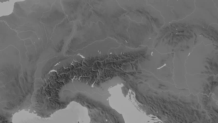 Austria map - glide. Border. Grayscale.