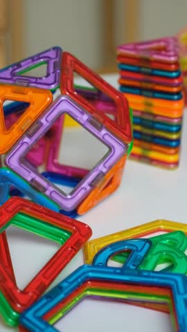 Polyhedron figure from magnetic constructor, vertical shooting.