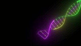 Loop animation of DNA with neon light effect. Glowing multicolor neon DNA, or double helix icon, is isolated on a black background. - Powered by Shutterstock - Get 15% off with code: PIKWIZARD15