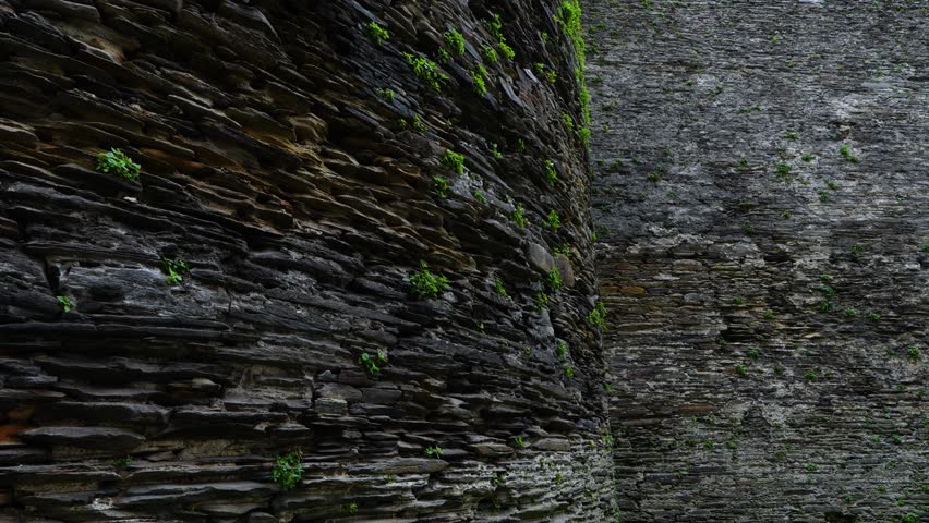 Detail of the Roman wall of Lugo in the municipality of Lugo. Santiago