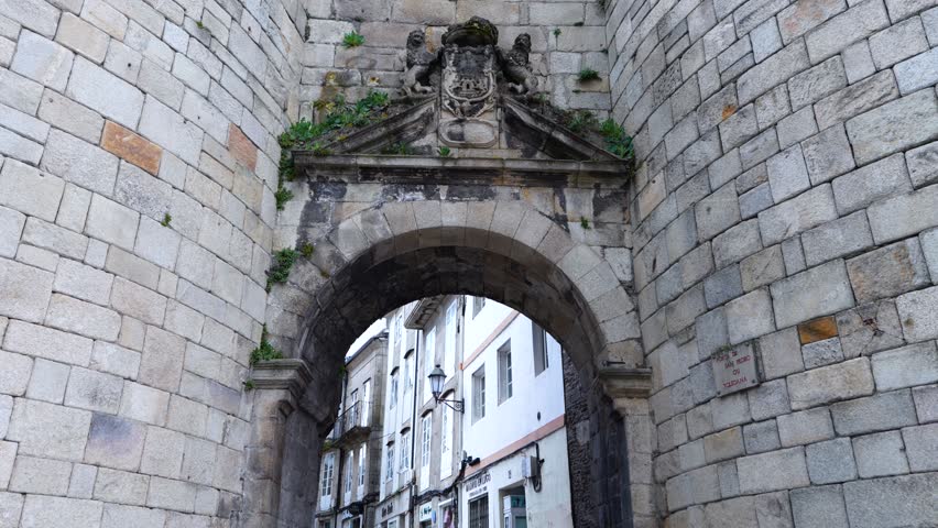 Views from one of the gates of the Roman wall of Lugo in the municipality of Lugo. Santiago