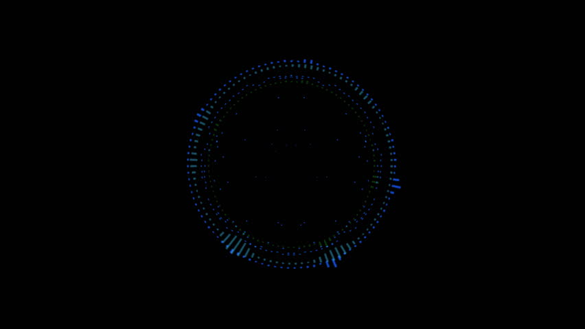 A graphic loop of rhythmic audio frequency sound waves in the background.
