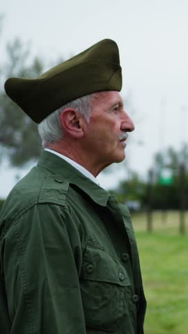 Veteran And Military Greeting Each Other In American Memorial Day Park