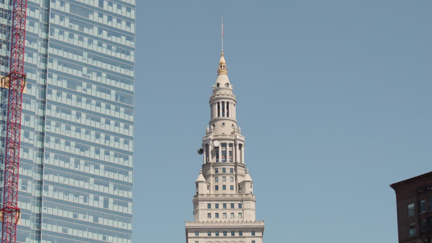Telephoto Shot of Terminal Tower in Downtown Cleveland