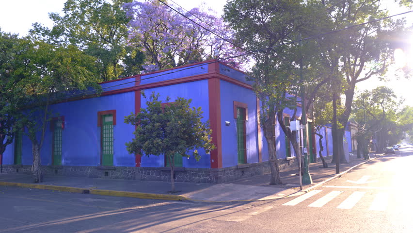  Frida Kahlo Museum, also known as the Blue House at the morning in Coyoacan, Mexico City