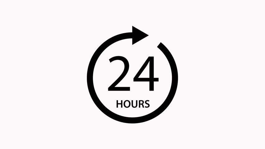 24 hour icon animation. 24 hour icon. loop animation. Clock , timer  icon time passage , waiting time animation 4K.