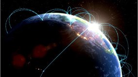Beautiful rotating 3D animation of Planet Earth with Connection and Networks. Global Data Grid Connecting the Whole World. From Asia To Europe.
 - Powered by Shutterstock - Get 15% off with code: PIKWIZARD15