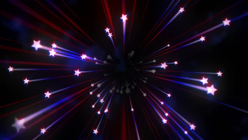 Patriotic red white blue shooting stars 4k loop
