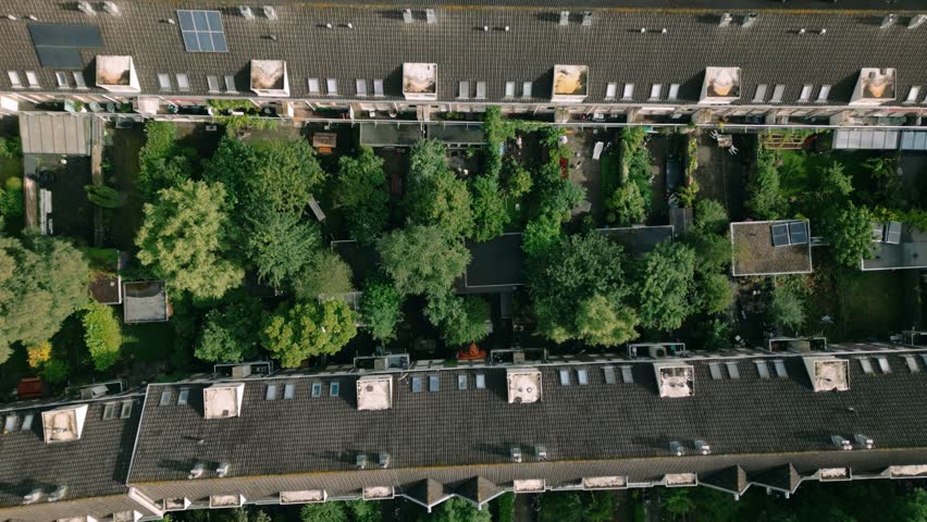Top down aerial shot revealing Amsterdam Noord