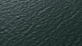 Static Aerial shot looking down on open water with wind driven waves and ripples, seagull flies through frame - Powered by Shutterstock - Get 15% off with code: PIKWIZARD15