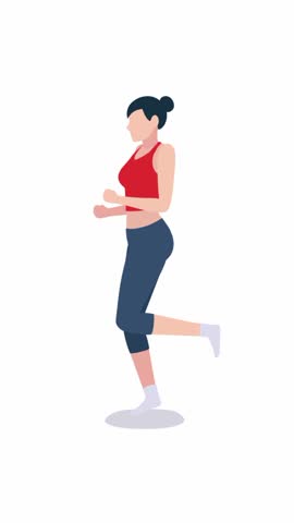 Females in sportswear performance differect set. Cartoon character, animation, White background. vertical view
