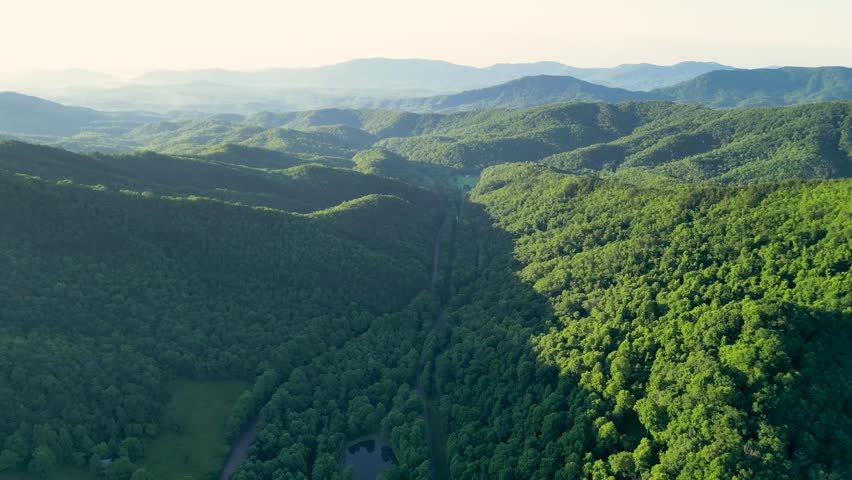 Sunrise over the Great Smoky Mountains in North Carolina.