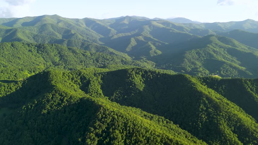 Sunrise over the Great Smoky Mountains in North Carolina.