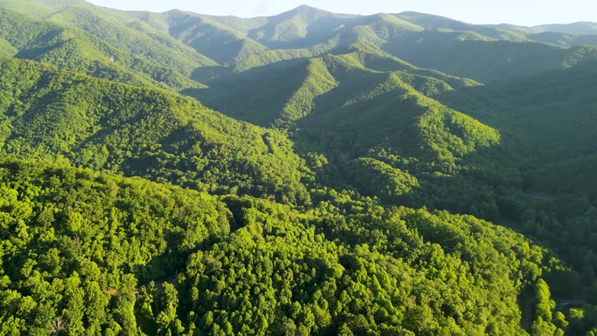 Sunrise over the Great Smoky Mountains in North Carolina.