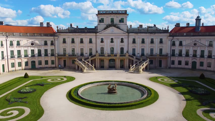 Courtyard and Rooftop View of Eszterhaza Palace in Fertod, Hungary