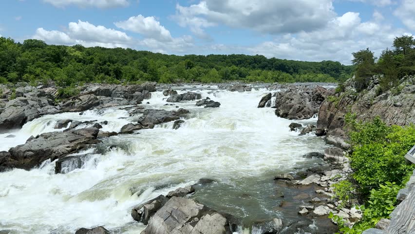 A Waterfall With Rapid on the Potomac River At Great Falls Park
