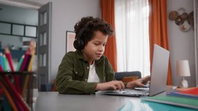 African American ethnic little boy gamer child kid son male user play online internet game laptop video gaming computer playing at home in wireless headphones pc win success achieve celebrate victory - Powered by Shutterstock - Get 15% off with code: PIKWIZARD15