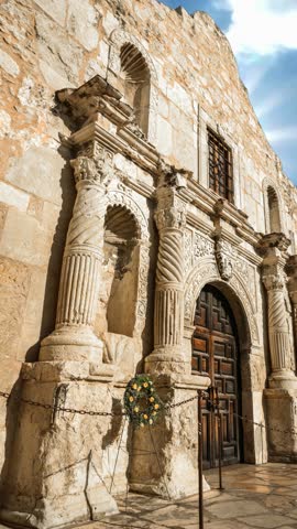 Alamo San Antonio city in Texas time lapse vertical video