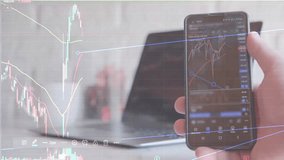 Animation of stock market data processing against on laptop. Global economy and business technology concept - Powered by Shutterstock - Get 15% off with code: PIKWIZARD15