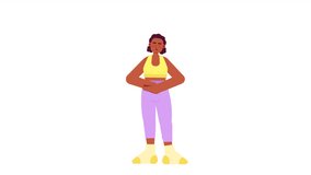 African american woman doing yoga cartoon animation. Mindful lifestyle. Healthy training 4K video motion graphic. Black female practicing asana 2D color animated character isolated on white background - Powered by Shutterstock - Get 15% off with code: PIKWIZARD15