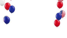 Animation of flying balloons for the Fourth of July. Flag of the United States in the shape of a balloon. Transparent background with alpha channel - Powered by Shutterstock - Get 15% off with code: PIKWIZARD15