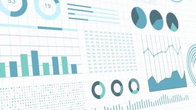 Animated business statistics infographic with blue data, graphs and diagrams on white background - Powered by Shutterstock - Get 15% off with code: PIKWIZARD15