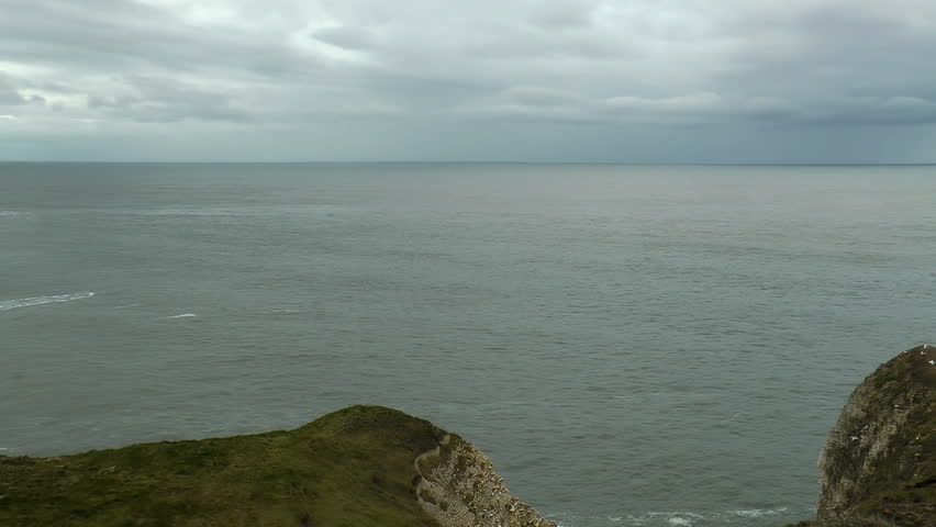 A wide angle shot of an coastline in Yorkshire, UK