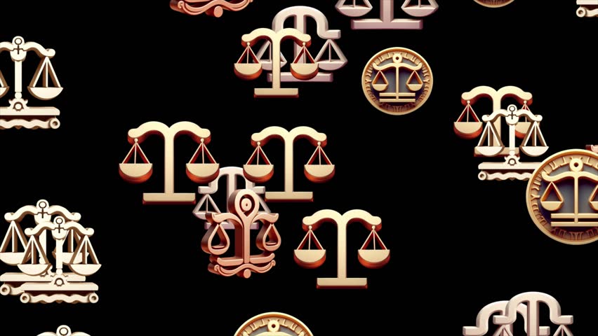 Libra zodiac symbol icons falling background