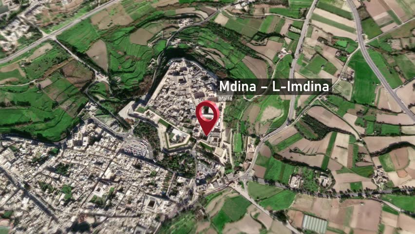 Mdina – L-Imdina City Map Zoom (Malta) from Space to Earth