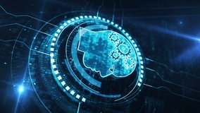 Vertical video: AI head artificial intelligence machine learning symbol digital concept. Network, cyber technology and computer background abstract 3d seamless and loopable. - Powered by Shutterstock - Get 15% off with code: PIKWIZARD15