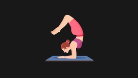 Yoga Day Animation with female balancing character, yoga concept 