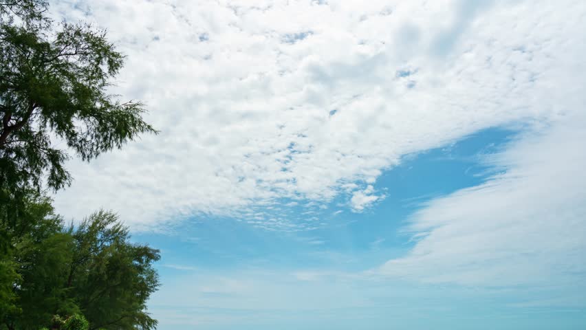 Timelapse White clouds in blue sky landscape background,Beautiful Blue sky and white clouds flowing in summer season, Good weather day.Concept Travel background nature environment