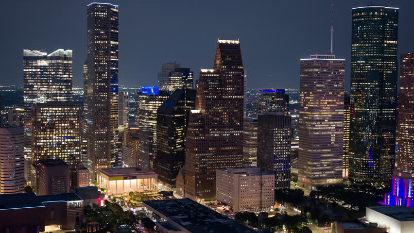 Aerial View of Houston at Night