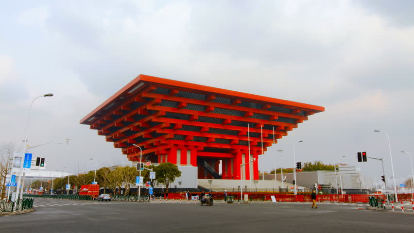 SHANGHAI - DECEMBER 18: Time lapse of China pavilion at Expo 2010 Shanghai China